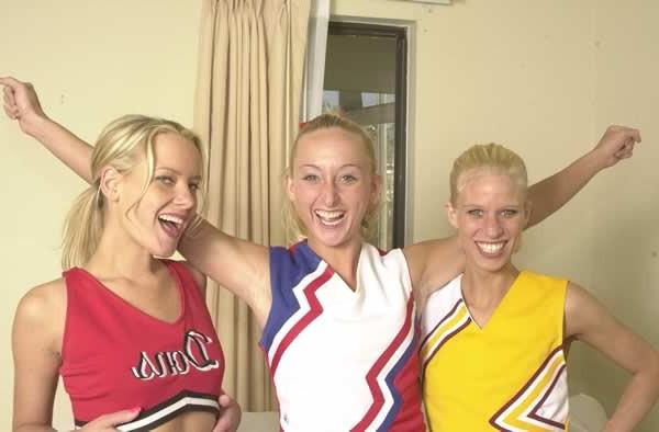 15P Three cheerleaders having fun