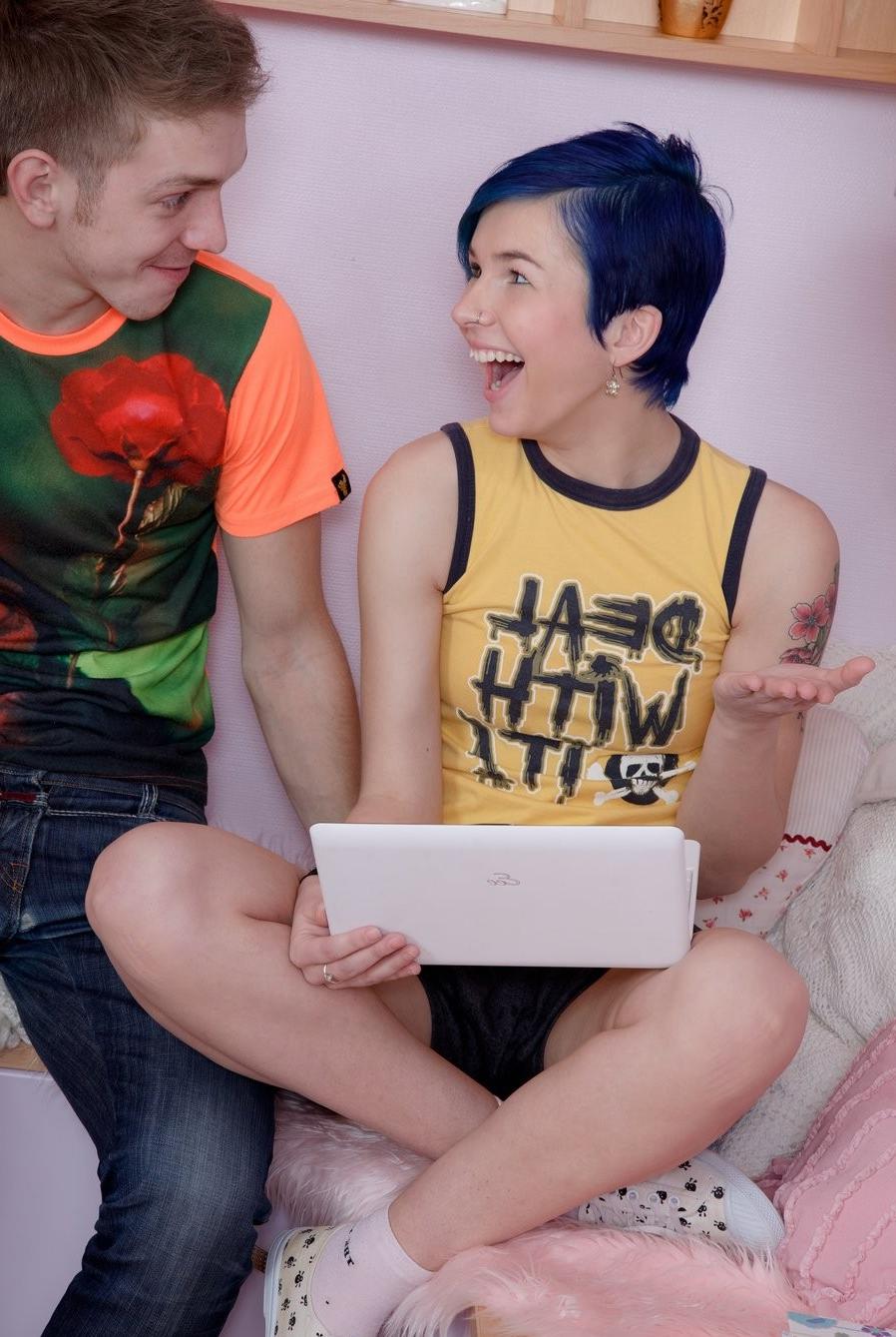 15P blue haired teen extravaganza takes a good pussy fuck and a facial