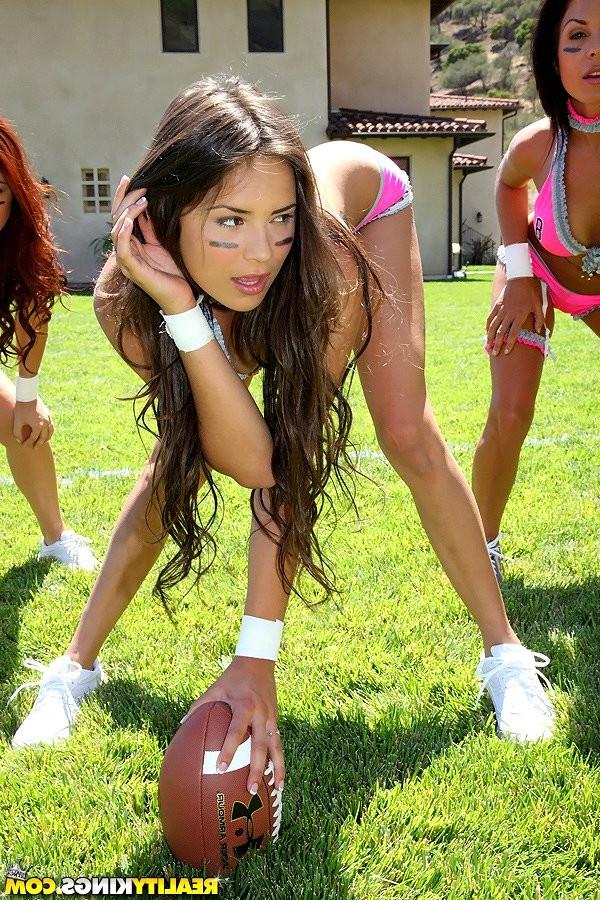 12P Sexy girls playing football game then babes hit the showers