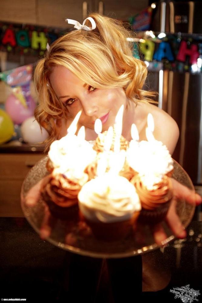 15P Kayden Kross celebrates her birthday with cupcakes