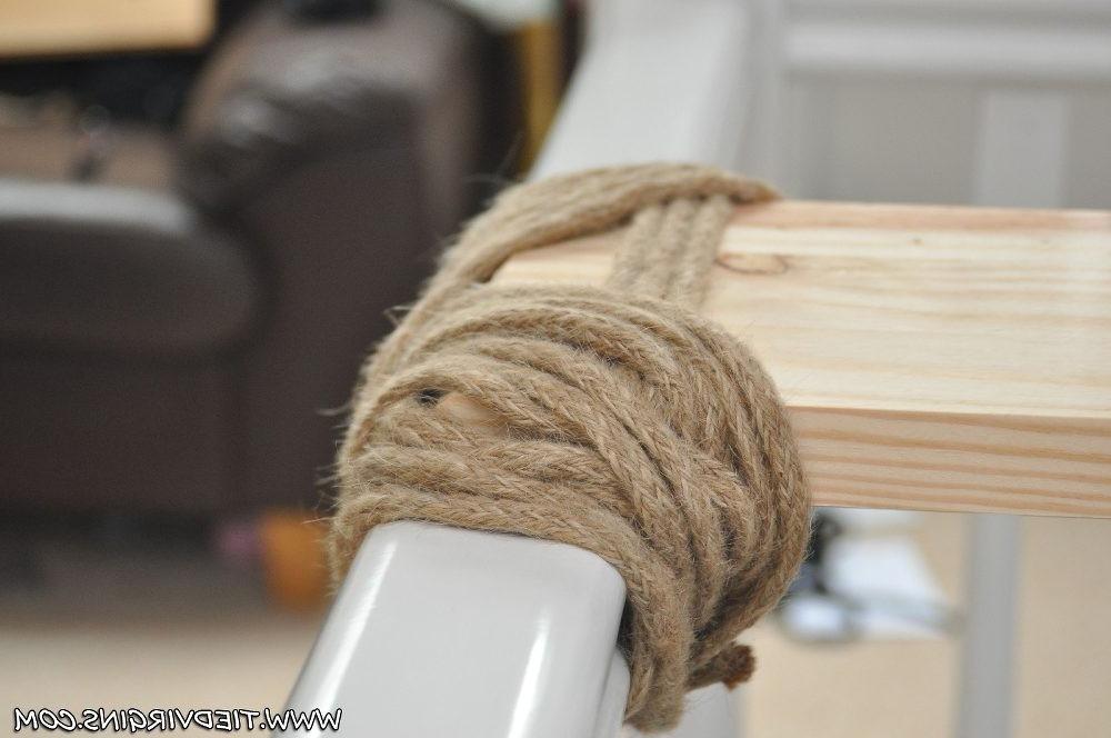 12P Tied virgin slut raven is bent over and tied up