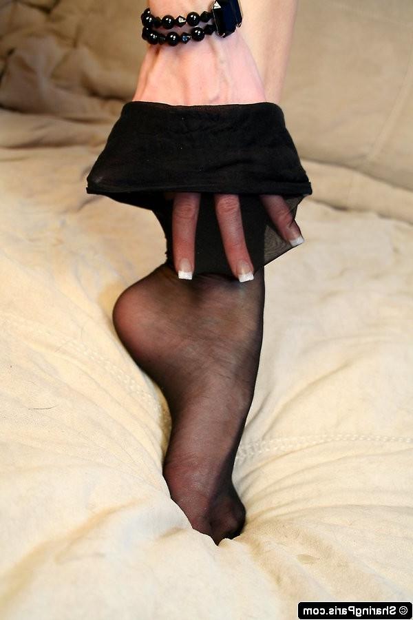 12P Naughty Redhead in Black Stocking Showing Hot Pussy