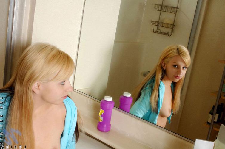 15P Tight wonderful teen uncover her tiny tits and firm shaved pussy on bathroom