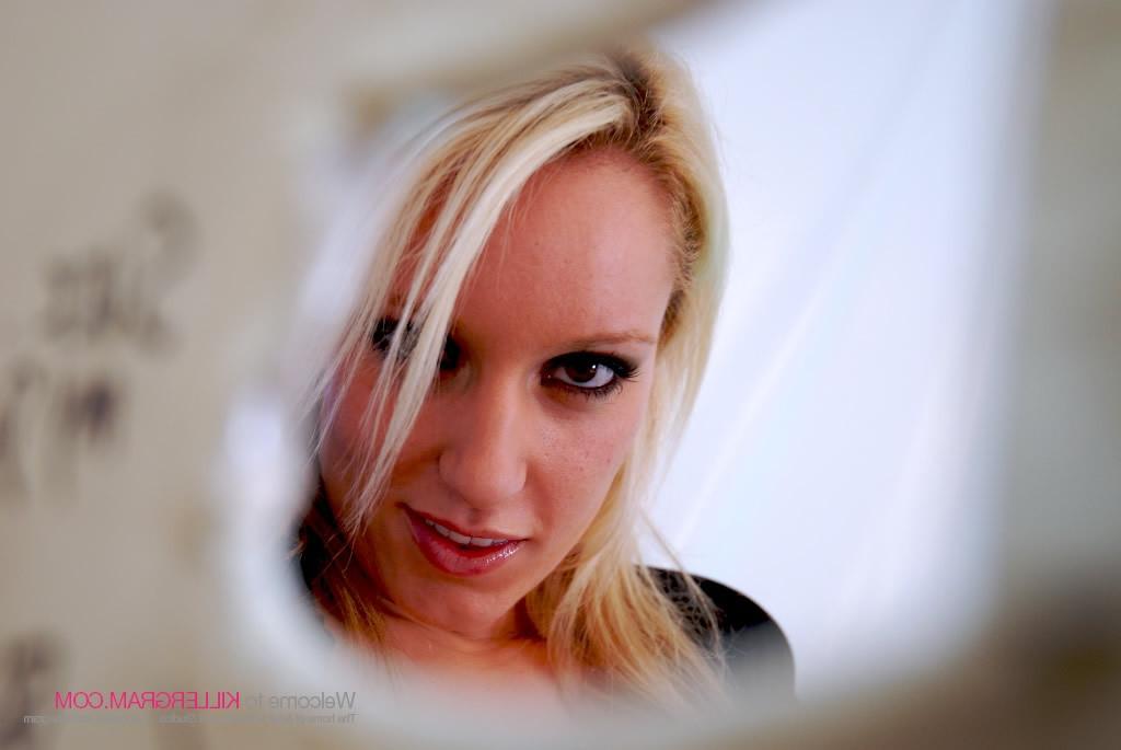 16P Blonde Bombshell Jasmine Lau Works a Couple of Cocks at a Public Gloryhole