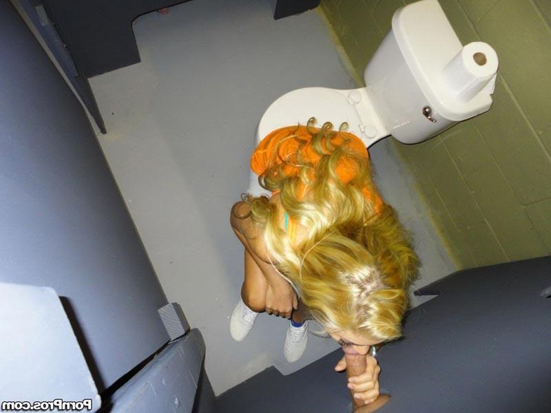 16P Slutty amateur babe getting a bathroom glory hole fuck