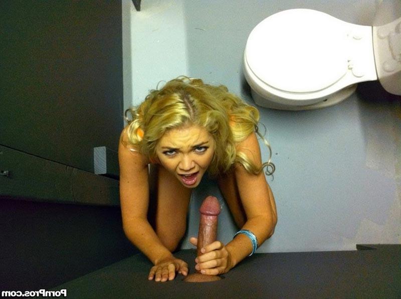 16P Slutty amateur babe getting a bathroom glory hole fuck