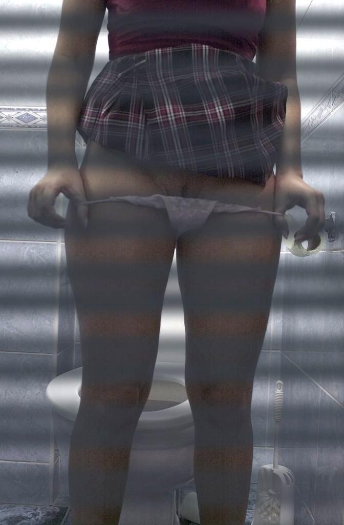 16P Voyeur peeks at cute blonde caught peeing on toilet spy cam