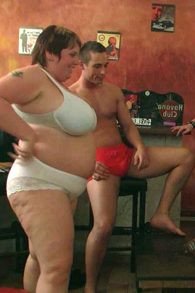 12P They all get naked and then one horny fat chick rides a dick as she gives anothe