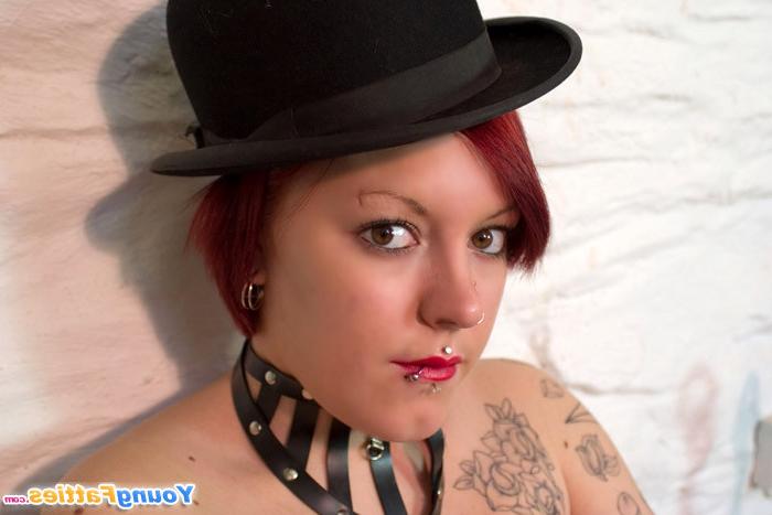 12P Raunchy red-haired plumper massages her knockers