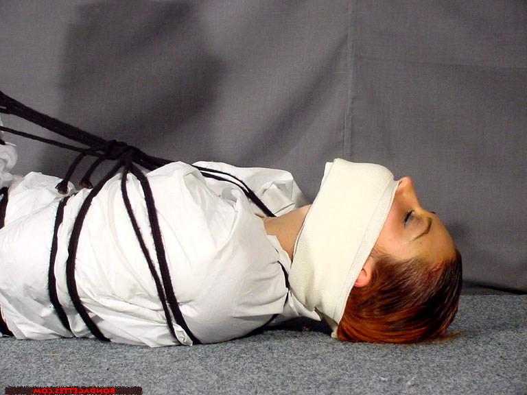 16P Jennys mummified bondage of kinky fetish model tied up