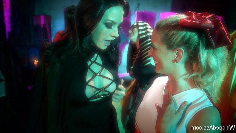 18P Cherie Deville cheerleader is spanked and straponed by halloween