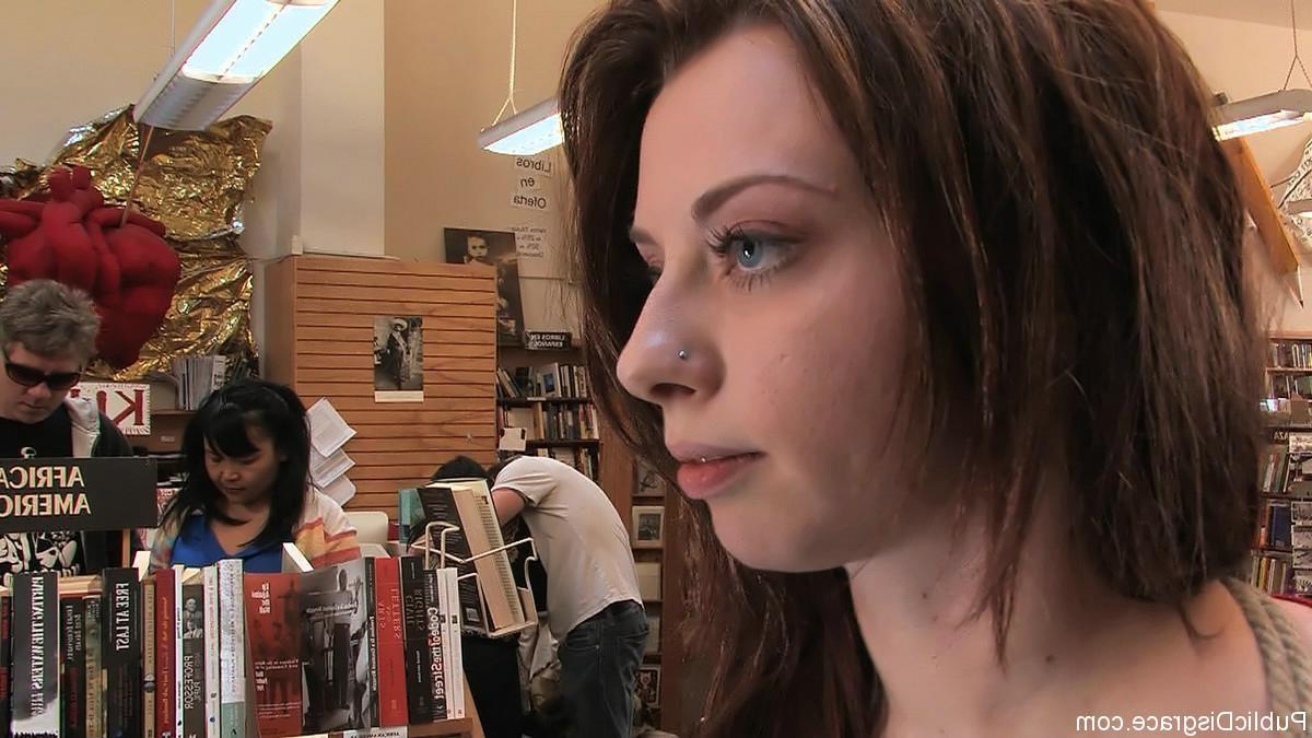 24P Babe gets tied up and fucked in real public bookstore
