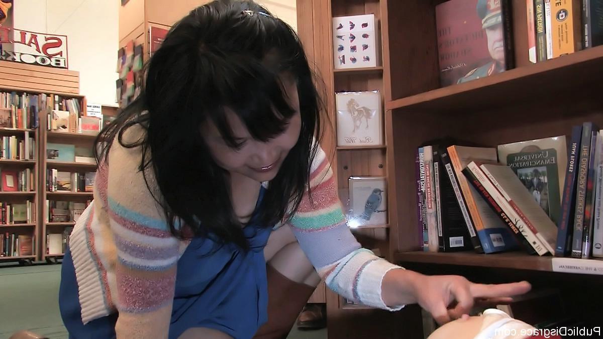 24P Babe gets tied up and fucked in real public bookstore
