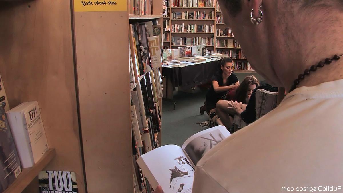 24P Babe gets tied up and fucked in real public bookstore
