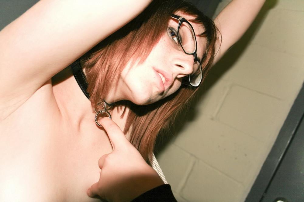 16P Marcy's thigh gets a wooden spoon beating by Mistress.