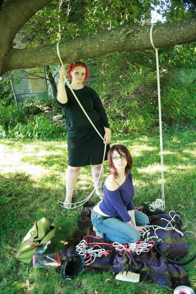 16P Mistress Ursela decided she'd like to try her hand at suspension. Marcy got more