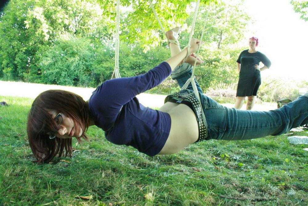 16P Mistress Ursela decided she'd like to try her hand at suspension. Marcy got more