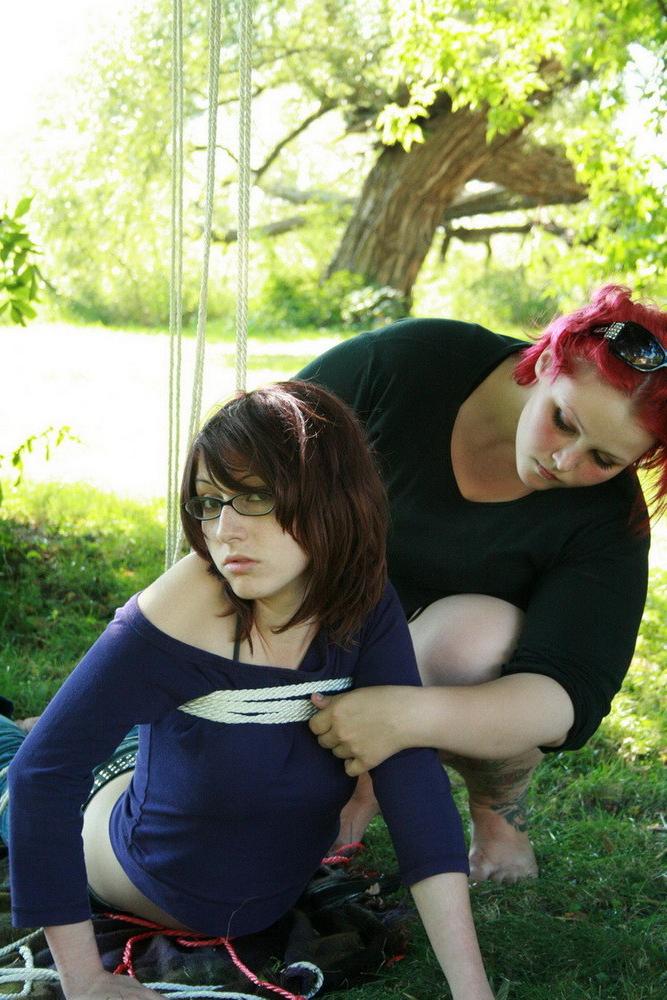 16P Mistress Ursela decided she'd like to try her hand at suspension. Marcy got more