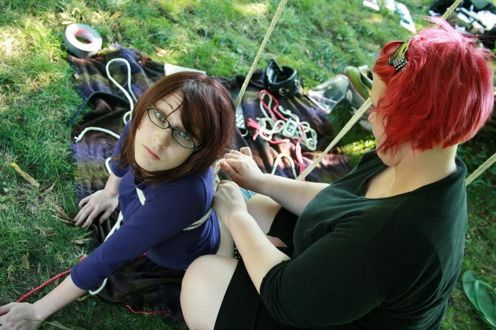 16P Mistress Ursela decided she'd like to try her hand at suspension. Marcy got more