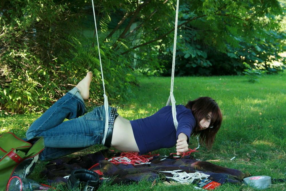 16P Mistress Ursela decided she'd like to try her hand at suspension. Marcy got more