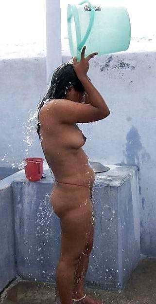 10P Indian bathing outside