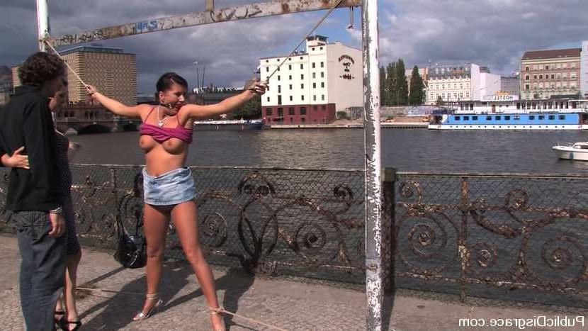 15P Dark haired lass bondaged and having rough sex outside