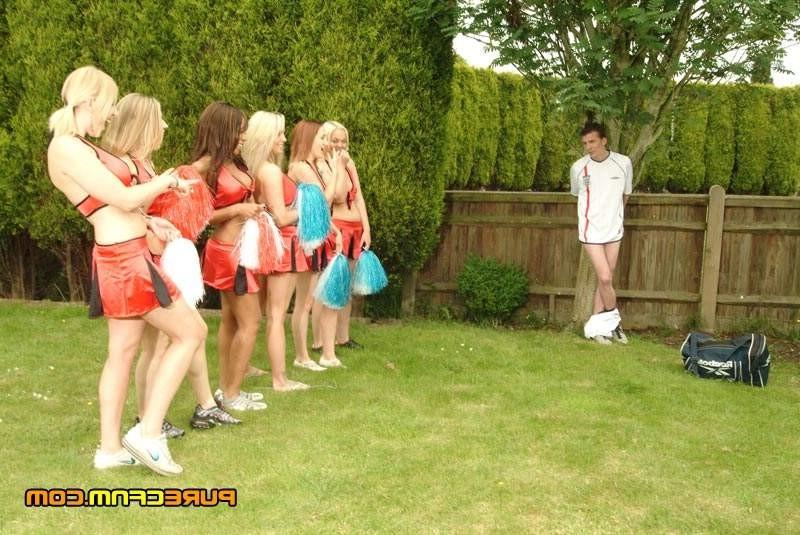 18P Cheerleaders torment a tied up guy by teasing him