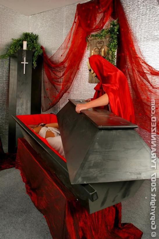 19P Sexy vampire mistress binds and torments shy blonde virgin