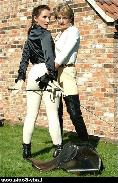 15P Femme fatale mature mistresses train human pony outdoors