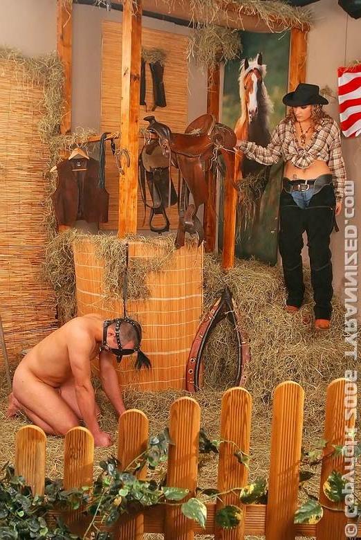 20P Beautiful but cruel rodeo mistress disciplines her ponyboy