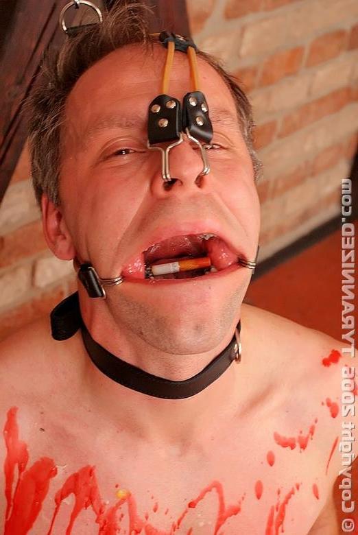 19P Mistress pours hot wax over slave and uses him as ashtray