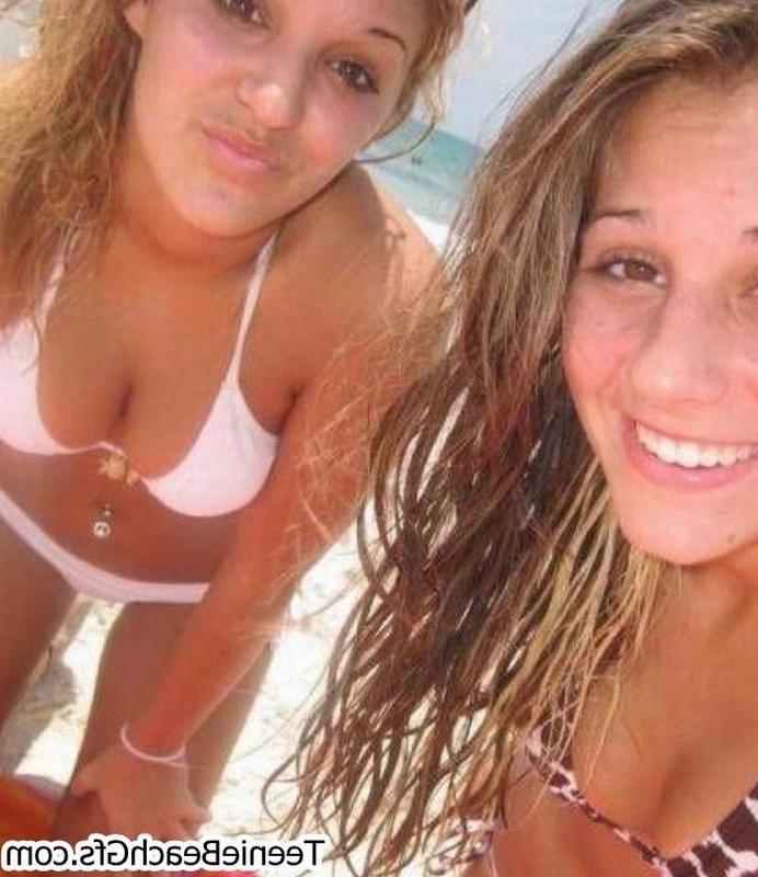 16P Gorgeous teenies at the beach show off sexy bodies in skimpy bikinis