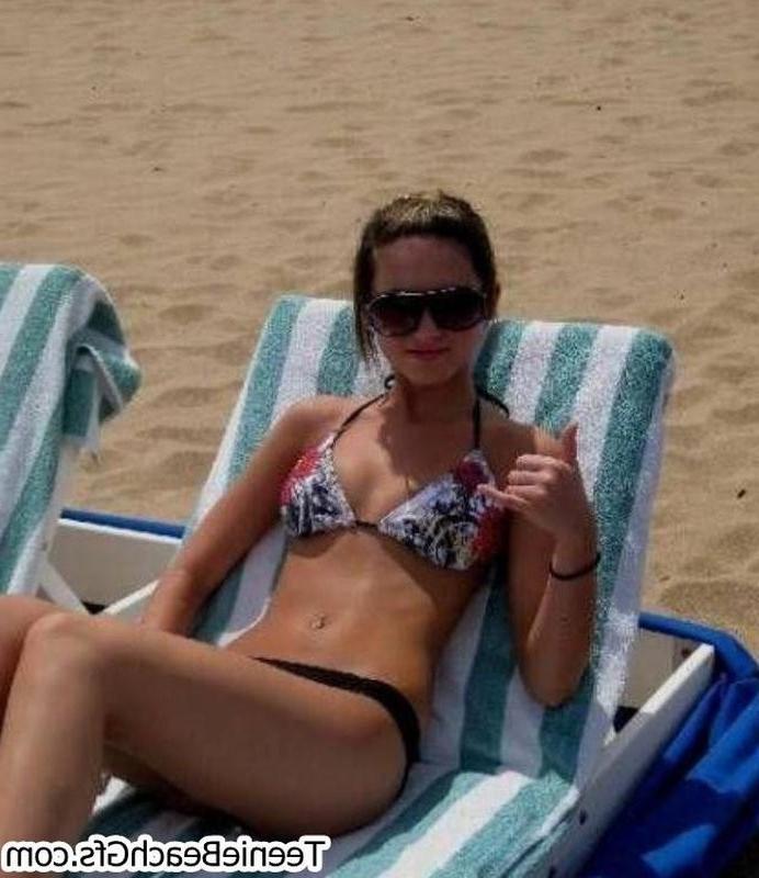 16P Gorgeous teenies at the beach show off sexy bodies in skimpy bikinis