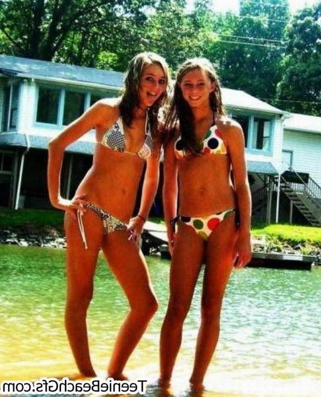 16P Gorgeous teenies at the beach show off sexy bodies in skimpy bikinis