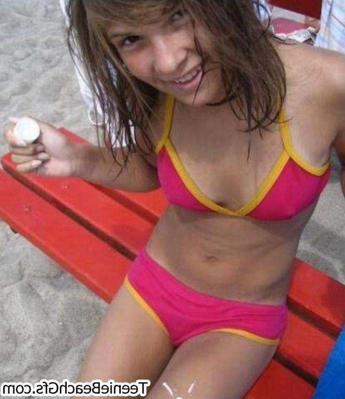 16P Gorgeous teenies at the beach show off sexy bodies in skimpy bikinis