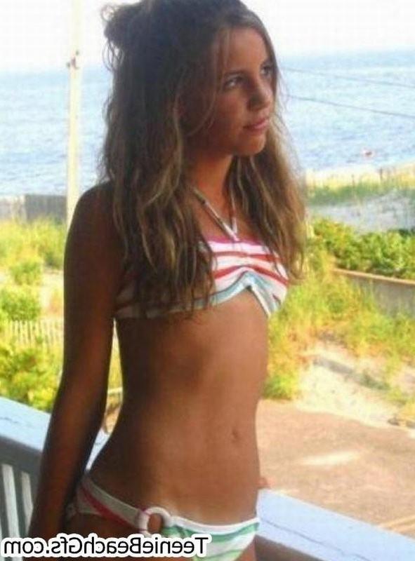 16P Gorgeous teenies at the beach show off sexy bodies in skimpy bikinis