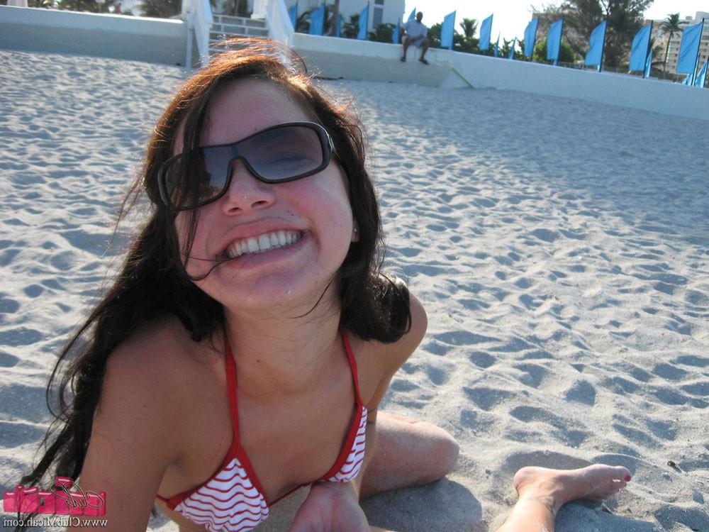 15P Micah Moore in bikini at the beach