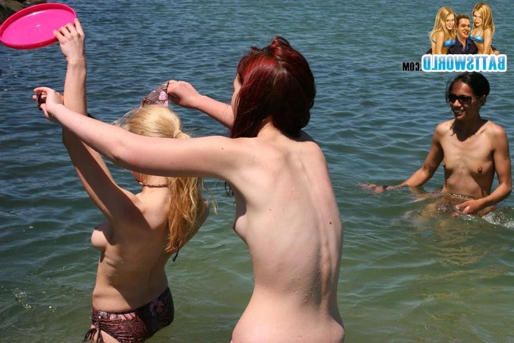 15P Three hot amateur teens take off their bikinis in the ocean