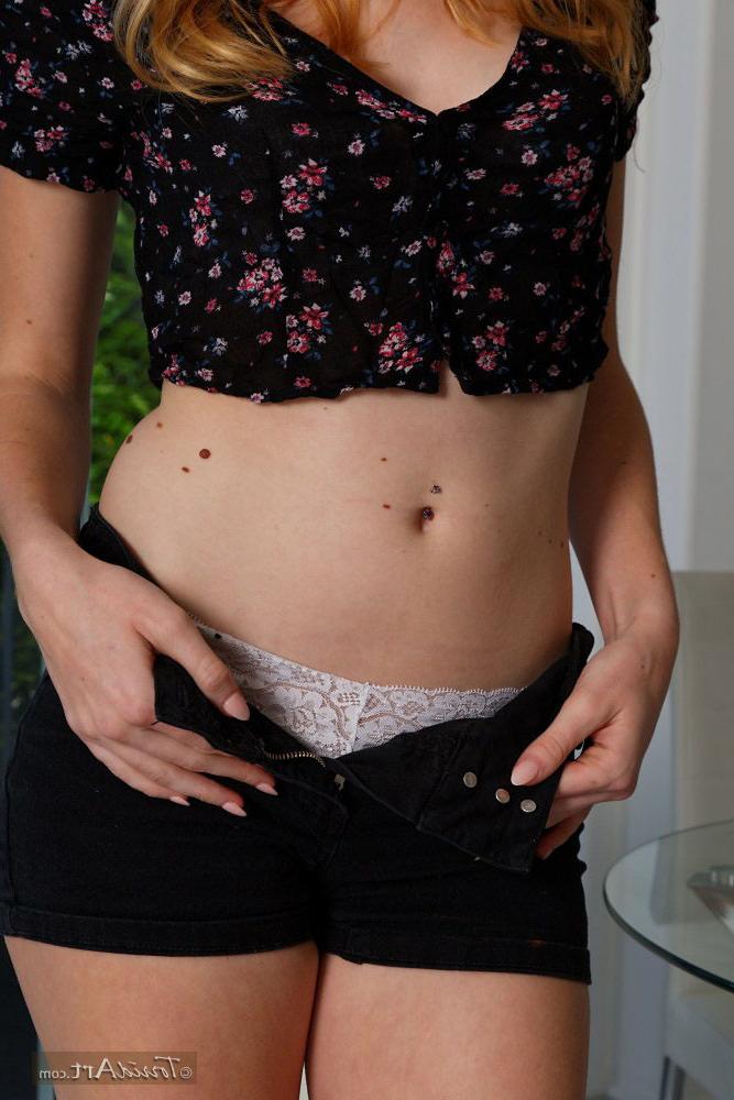 15P Voluptuous Ashley Lane strips and shows off curvy body