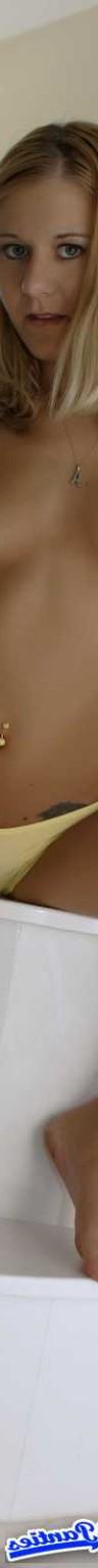 18P Ashlee yellow cotton panties and some striped socks in the bathroom