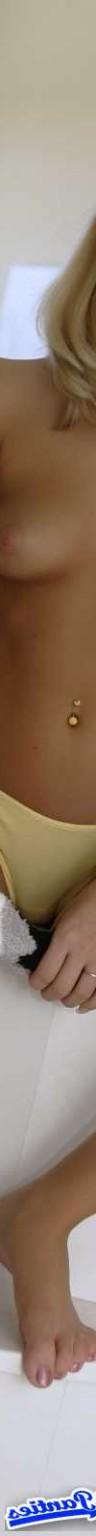 18P Ashlee yellow cotton panties and some striped socks in the bathroom
