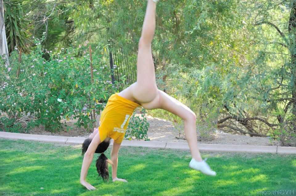 15P A hot petite teen cheerleaders tight shaven pussy