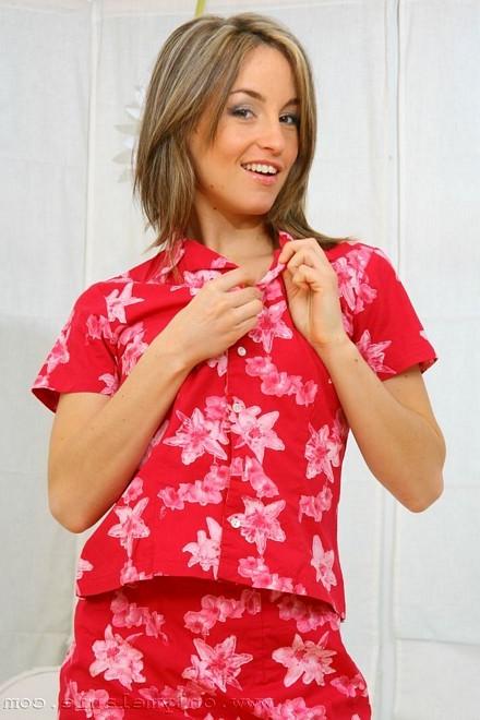 16P Melanie Walsh the super sexy UK glamorous modell babe in red dress stripping dow