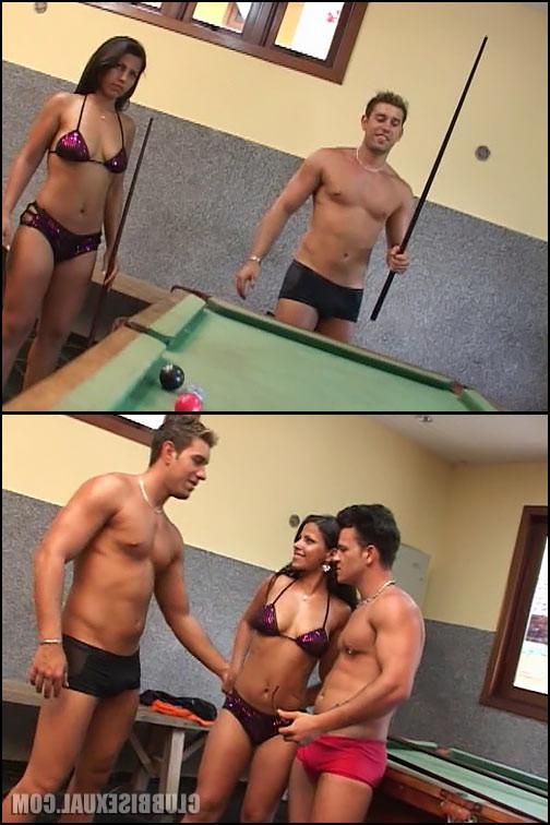 20P Hard Bisexual Threesome on a Pool Table