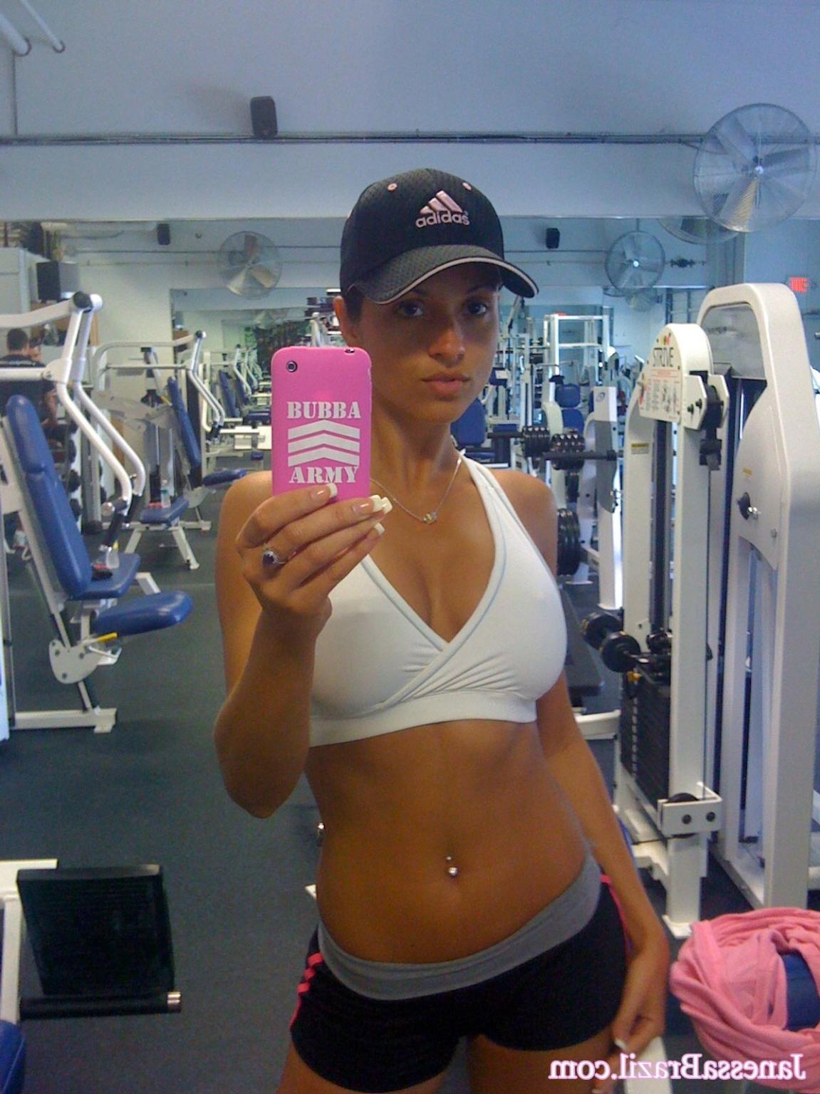 16P Busty Brazilian babe working out at gym