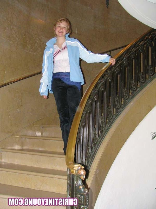 15P Blonde sweetie Christine Young flashing her awesome titties