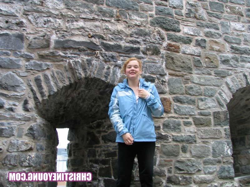 15P Blonde sweetie Christine Young flashing her awesome titties