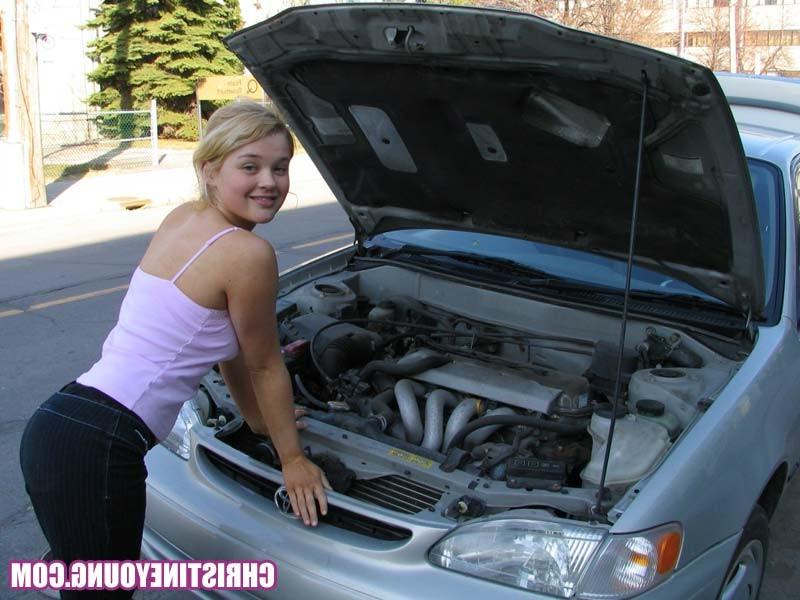 15P Cute blonde hitchhiker teasing and flashing her sexy tits