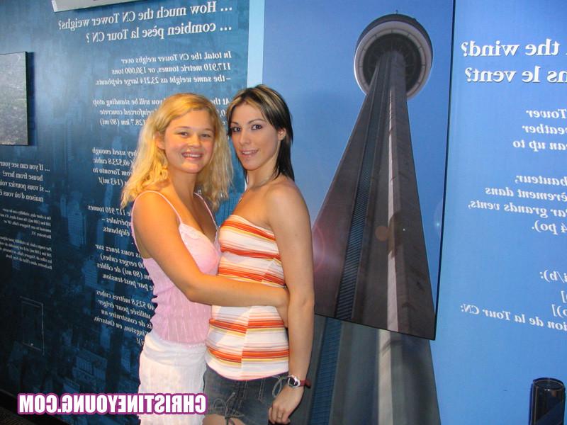 15P Two sexy teens Christine Young and a friend posing for you