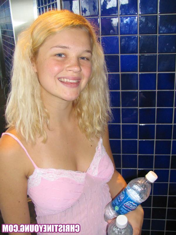 15P Two sexy teens Christine Young and a friend posing for you